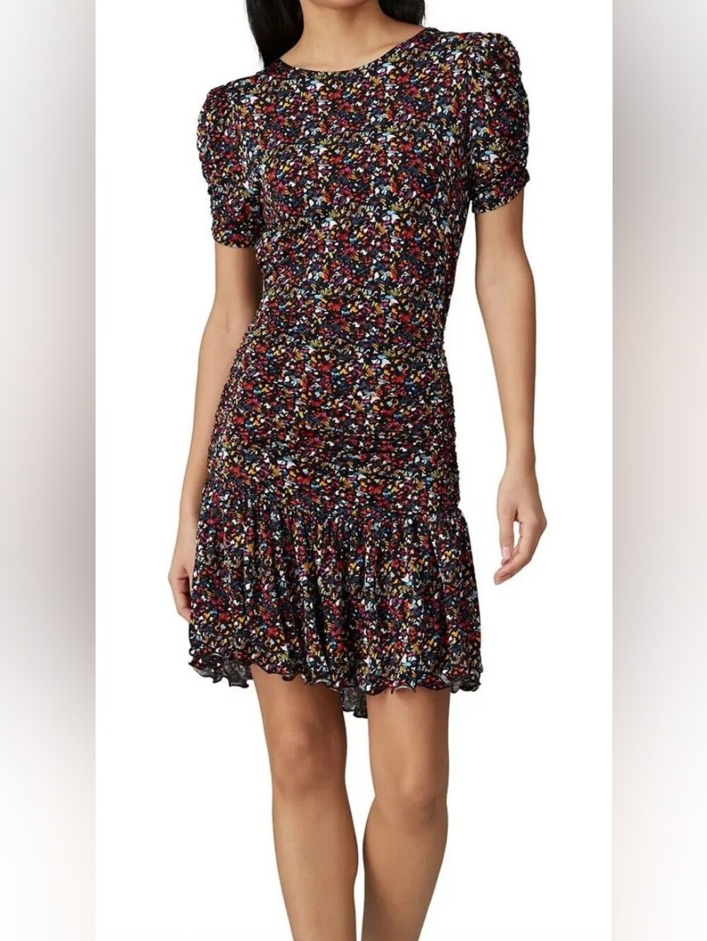 Tanya Taylor Effie Dress - Floral Short Sleeve Mini Dress - Multicolor